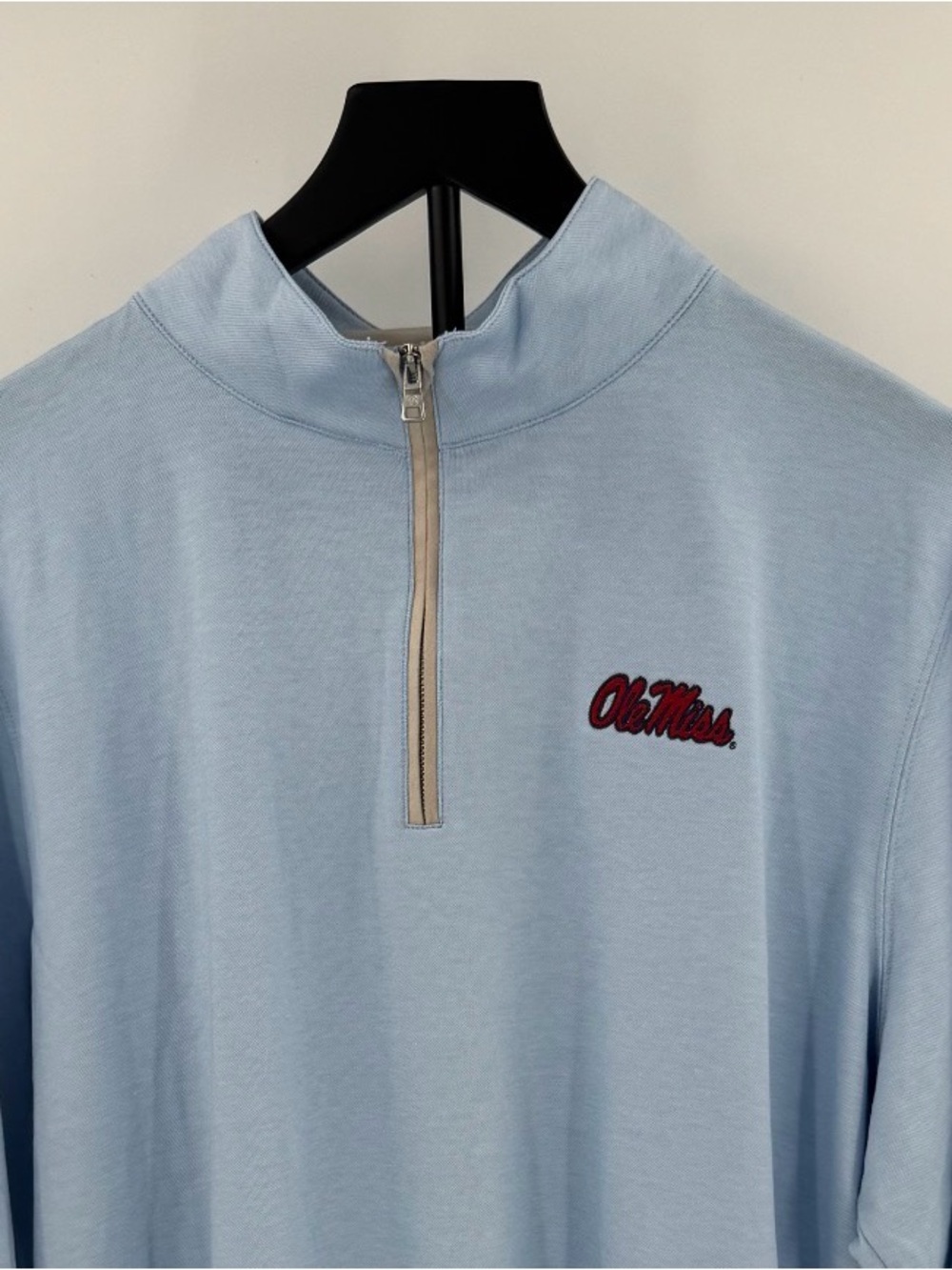 Powder Blue Ole Miss Peter Millar Albatross Cotton-Blend Piqué 1/4-ZIP!  XL- NWT